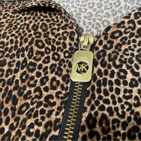 Michael Kors cheetah 1/2 zip roll tab blouse - Picture 4 of 6